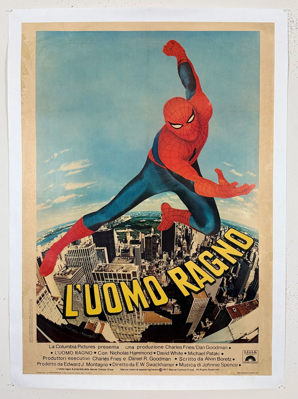 Spider Man 1978 Italian 39 x 55" Linen Backed