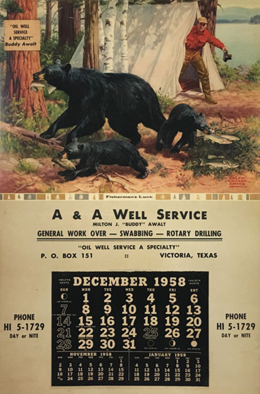 Oil Well Service A A original American vintage poster from 1958 artist Ralph Crosby Smith.