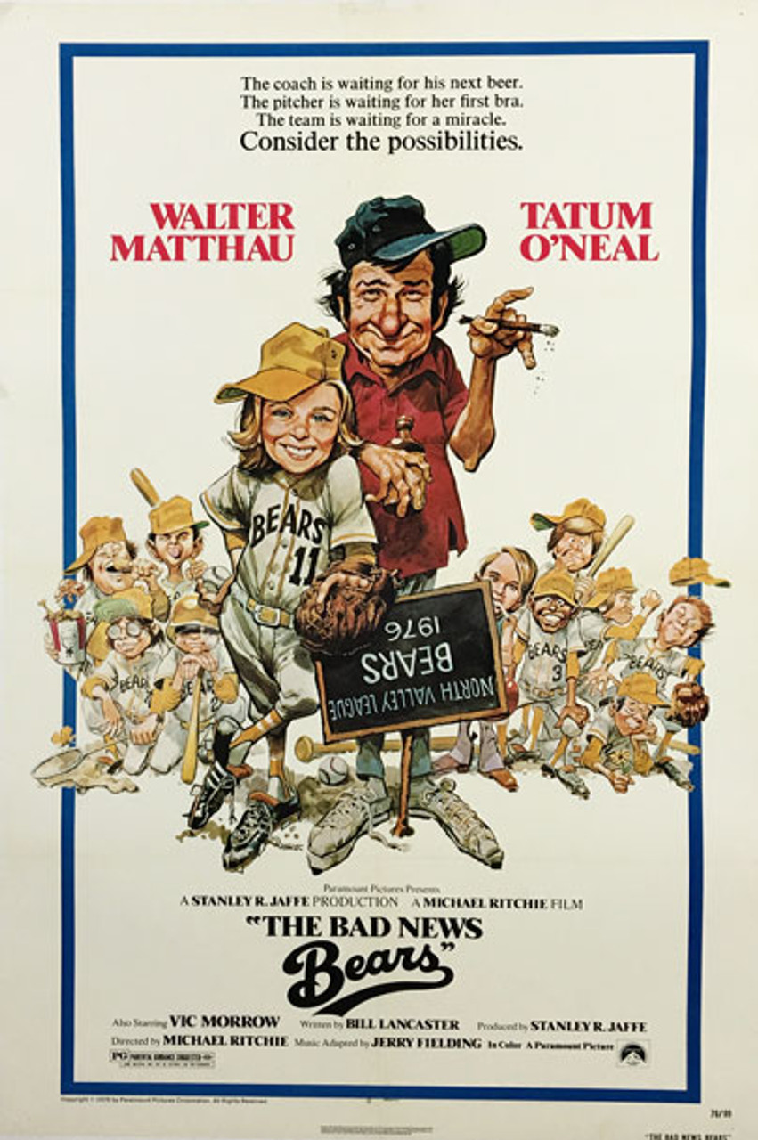 The Bad News Bears original American movie poster from 1976 by Jack Davis.