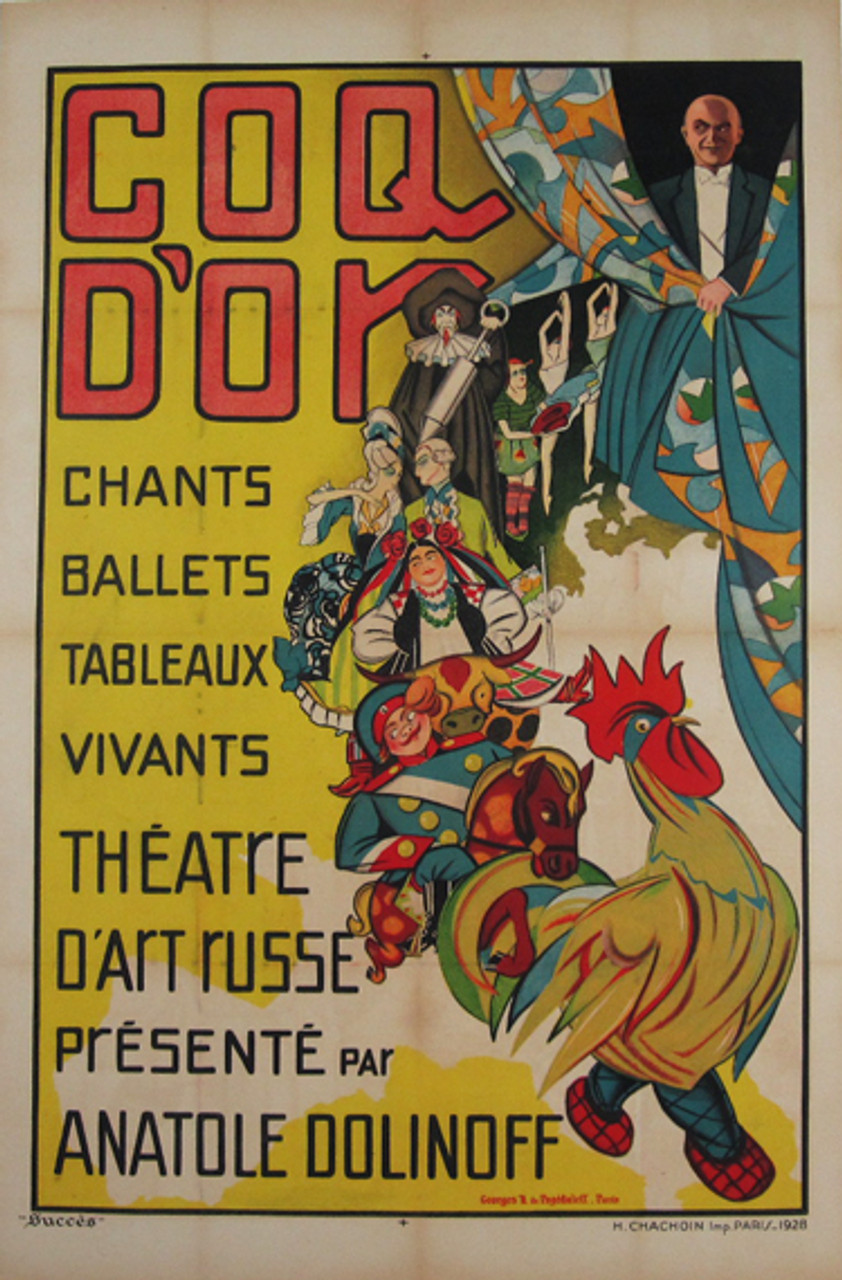 Coq D Or The Golden Cockerel original vintage poster by George A de Pogedaieff from 1928 France.