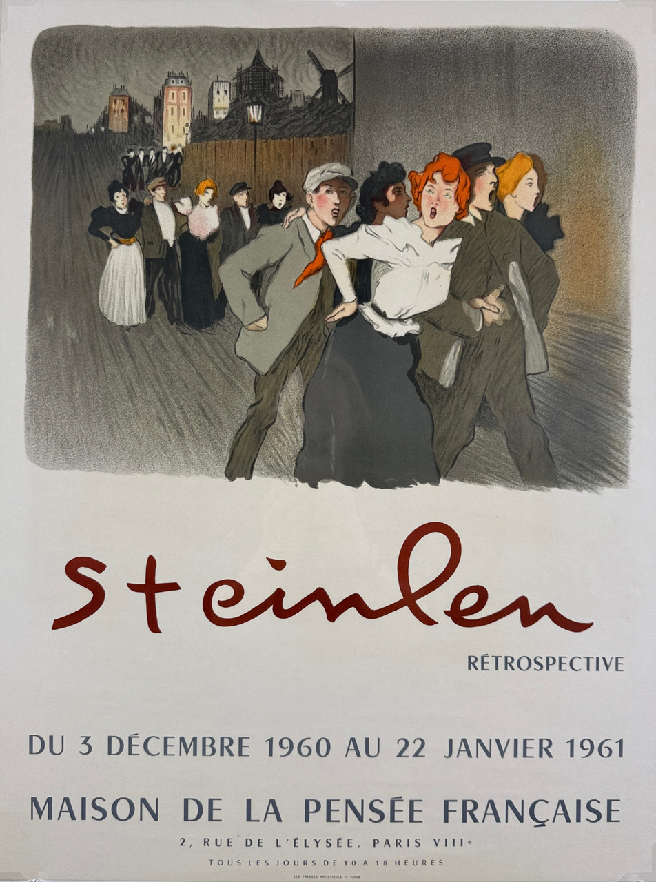 Steinlen Retrospective - Maison De La Pensée Francaise Poster Original 1961 Vintage French Gallery Show Lithograph Advertisement. Steinlen Retrospective - Maison De La Pensée Francaise Poster Original 1961 Vintage French Gallery Show Lithograph Advertisement.