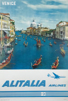 Alitalia Airlines Venice Original 1963 Italy Passenger Airlines Travel Advertisement Poster Linen Backed.