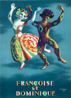 Francoise Et Dominique Dupuy by Ganeau Original 1954 Vintage French Dance Theater Advertisement Lithograph Poster Linen Backed.