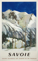 SNCF Savoie "The Alps" by Fontanarosa Original Dated 1948 French Railroad Advertisement Poster Linen Backed.