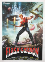 Flash Gordon by R. Casaro Original 1980 Vintage Italian Foglio Theatrical Cinema Use Movie Poster Linen Backed.