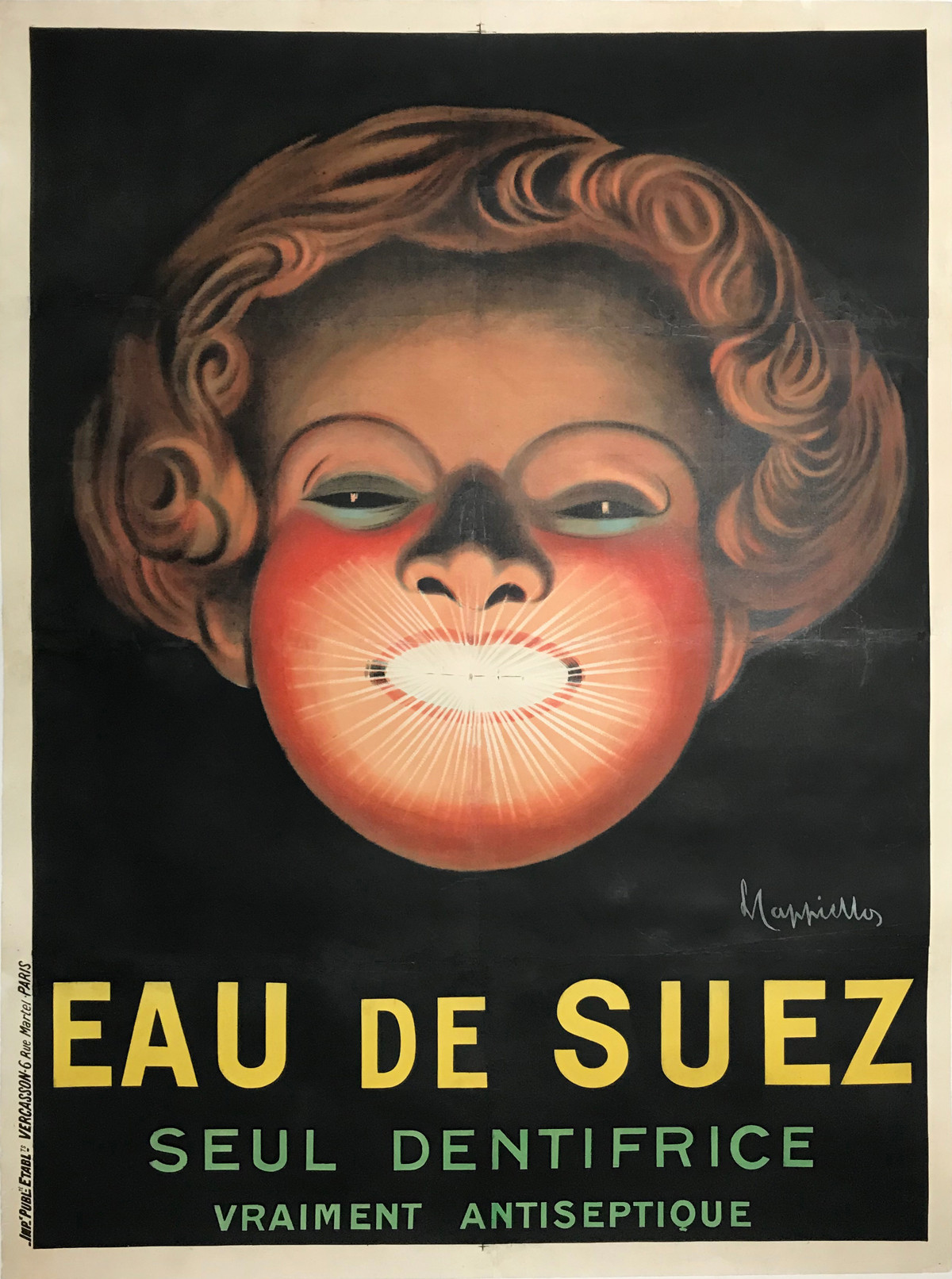 Eau De Suez Seul Dentifrice Original 1911 French Vintage Poster by