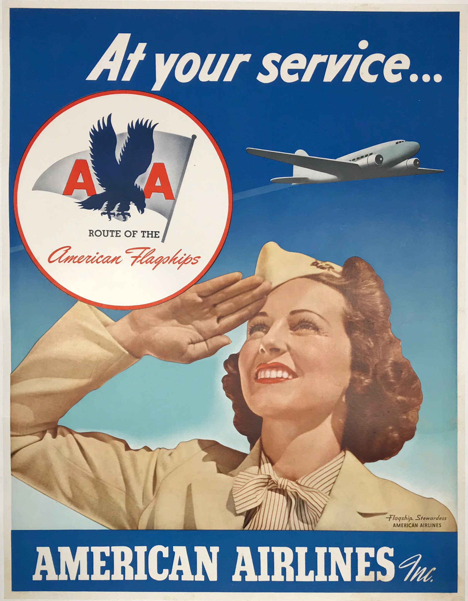 American Airlines At Your Service Original 1940s Vintage American