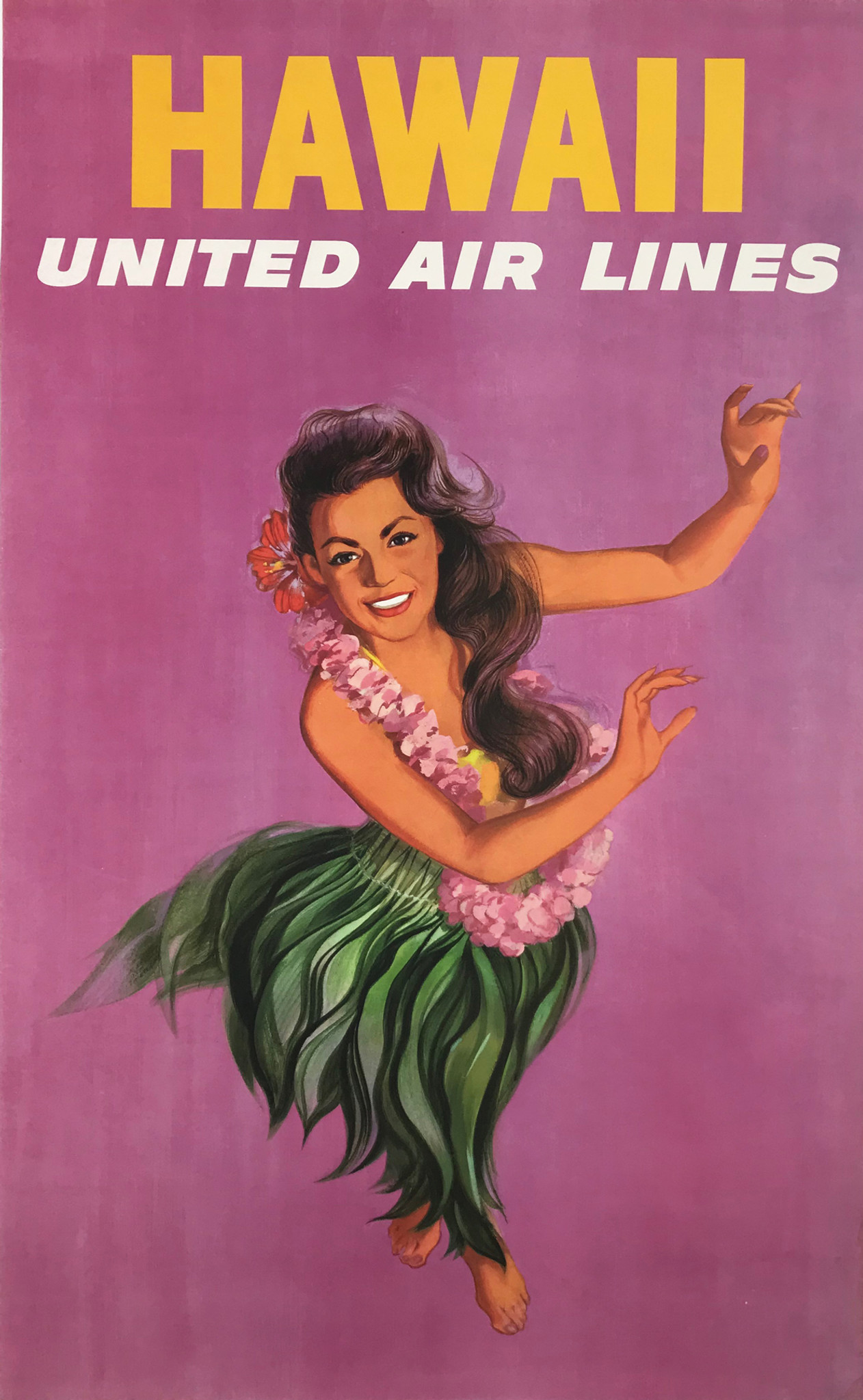 Hawaii United Air Lines by Stan Galli Original 1960 Vintage