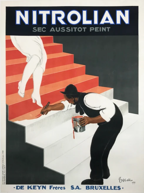Nitrolian Sec Aussitot Peint Poster By Cappiello Original 1929 Vintage French Fast Drying Paint Stone Lithograph Advertisement Linen Backed.