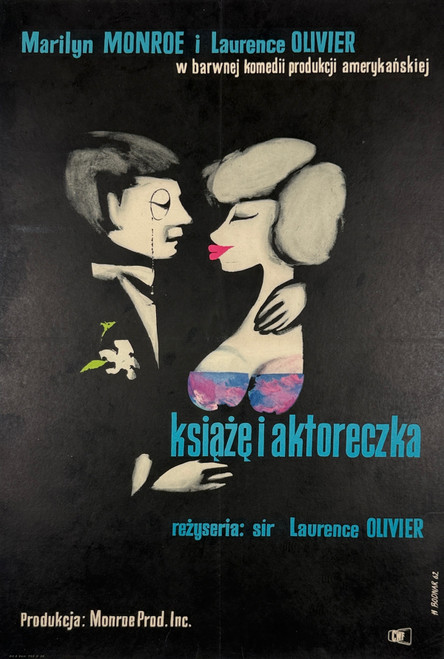 Ksiaze i Aktoreczka Polish Movie Poster By Hanna Bodnar Original 1962 Vintage Polish Theatrical Use Lithograph Advertisement Linen Backed. "The Prince and the Showgirl"