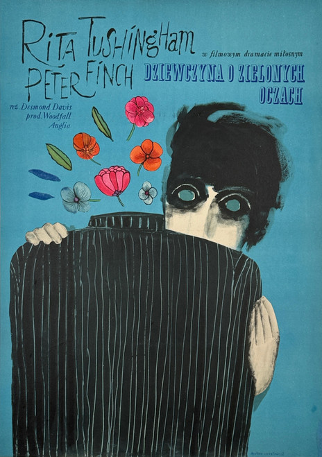 Dziewczyna O Zielonych Oczach Movie Poster By Maria Ihnatowicz Original 1967 Vintage Polish Theater Use Lithograph Advertisement Linen Backed. "Girl with Green Eyes"