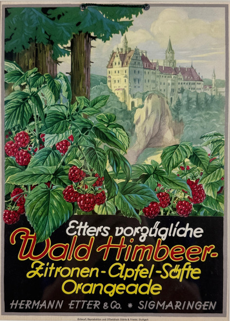 Wald Himbeer Orangeade Poster By Stahle & Friedel Original 1939 Vintage German Fruit Juice Company Store Display Stone Lithograph Advertisement On Carton.