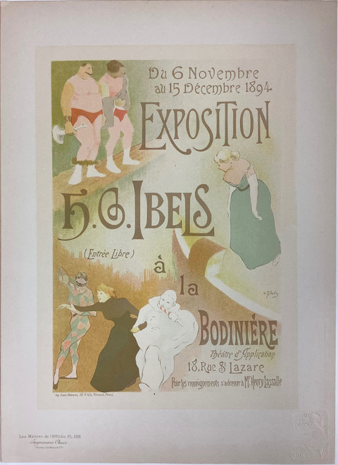 Exposition H.G. Ibels Les Maitres De L'Affiche Plate 138 by Henri Gabriel Ibels from 1898 French Vintage Poster. This lithograph shows performers, a singer, clowns, strong men. Original Antique Posters