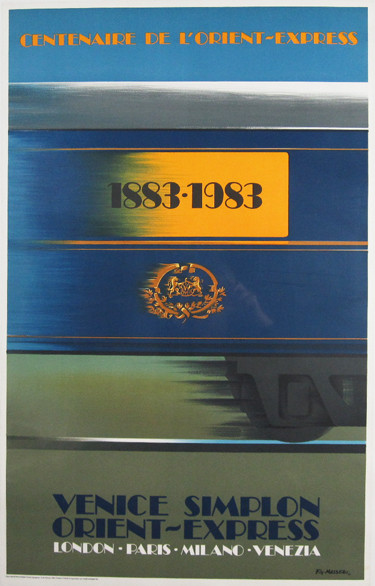 Venice Simplon Orient Express Centenaire Poster By Pierre Fix Masseau Original 1983 Vintage French Train Travel  Advertisement.     London - Paris - Milano - Venezia.
