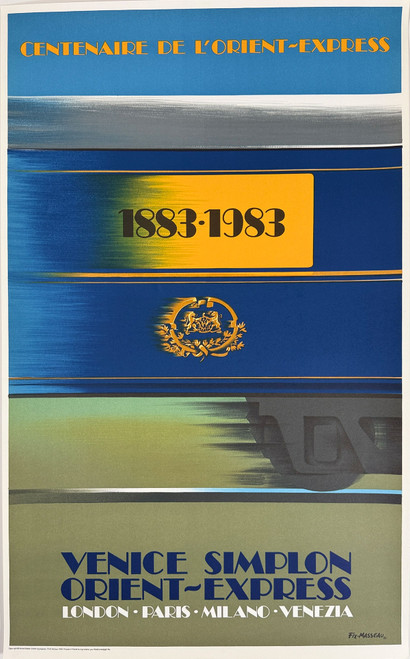 Venice Simplon Orient Express Centenaire Poster By Pierre Fix Masseau Original 1983 Vintage French Train Travel  Advertisement.     London - Paris - Milano - Venezia.