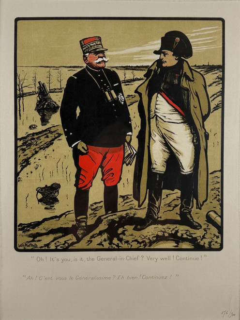 General -In- Chief Napolean Decorative Poster By Louis Malteste Original 1902 Vintage French Gallery Deocative Panel Stone Lithograph Numbered In Pencil.