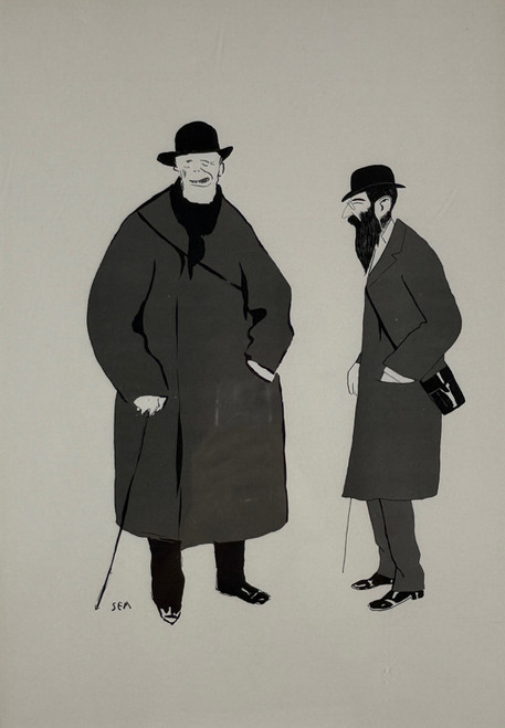 Le Turf Pouchoir Caricature Print By Sem (Georges Goursat) Original 1909 Vintage French Hand Colored Lithograph.