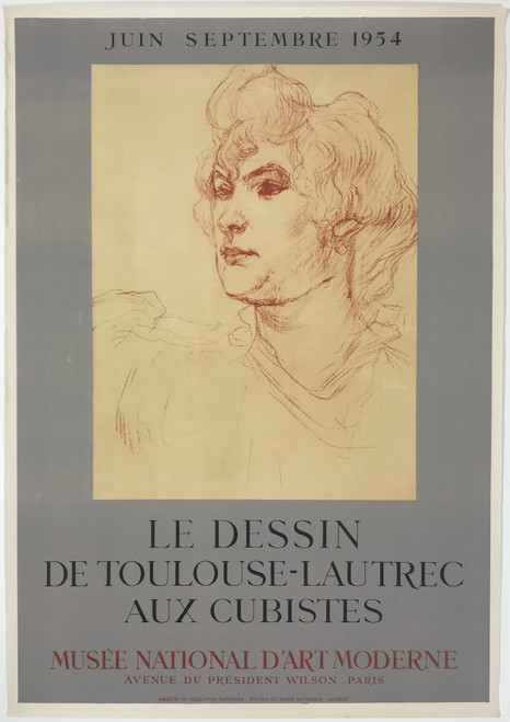 Le Dessin De Toulouse Lautrec Aux Cubistes Poster Original 1954 Vintage French Musee National D'Art Moderne Exhibition Lithograph Advertisement.