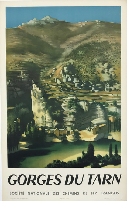 Georges Du Tarn SNCF Railways Poster by George Rohner Original 1952 Vintage French Lithograph Passenger Train Travel Advertisement Linen Backed.