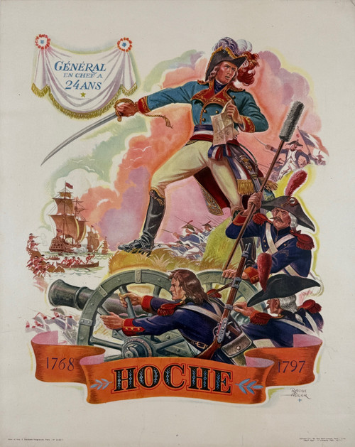 Lazare Hoche General En Chef Poster By Raoul Auger Original 1944 Vintage French Propaganda Lithograph Advertisement Linen Backed.