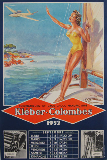 Kleber-Colombes Original Vintage Advertising Lithographic Poster by G. Ham from 1952