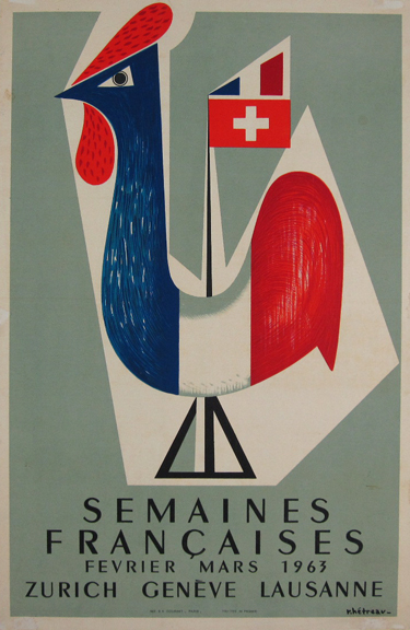 Semaines Francaises original vintage poster by R. Hetreau from 1963 France