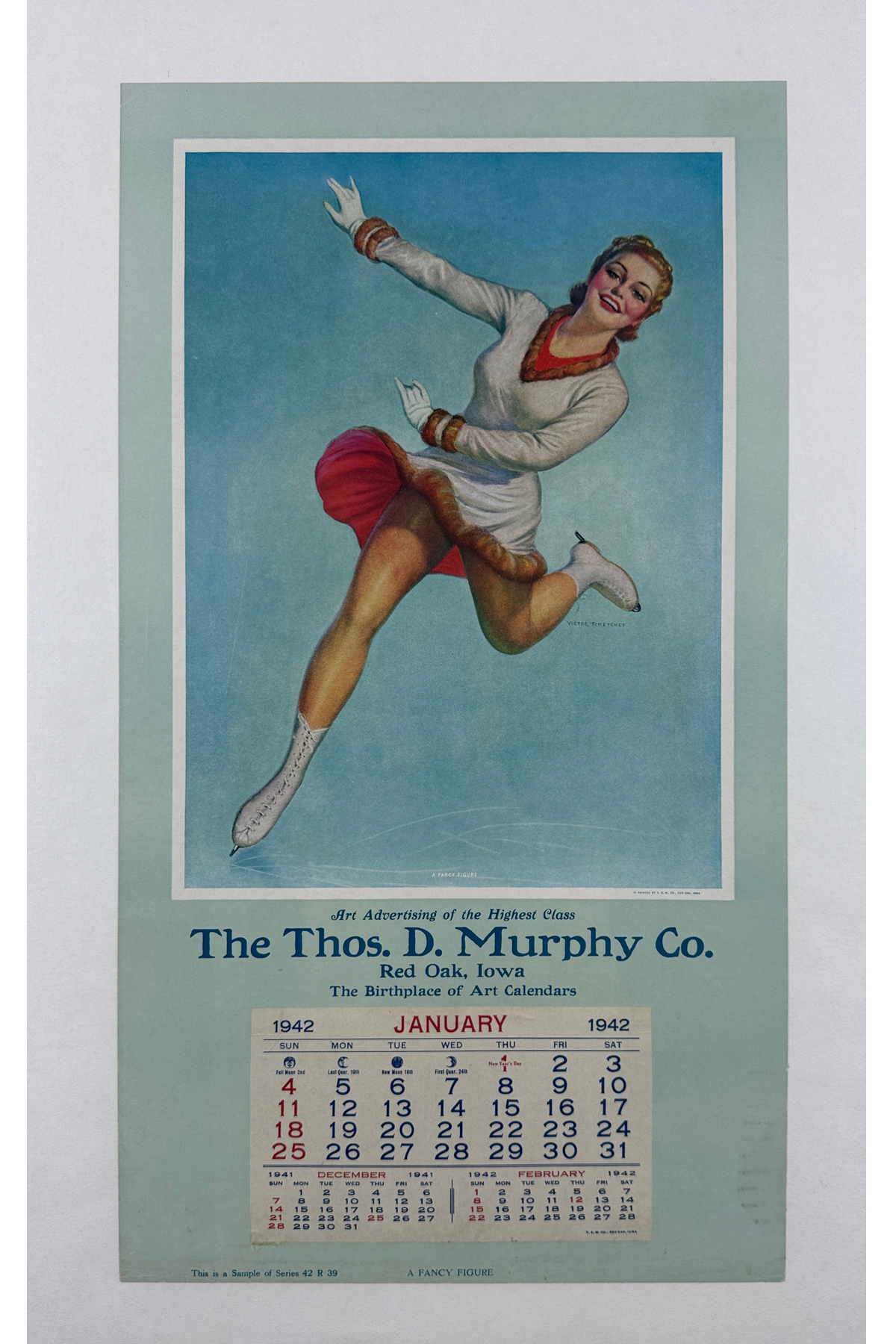 A Fancy Figure Pin Up Calendar - Victor Tchetchet - Linen Backed