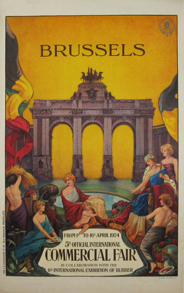Brussels Commercial Fair original vintage poster by Willy Tbiran from 1924 Belgium