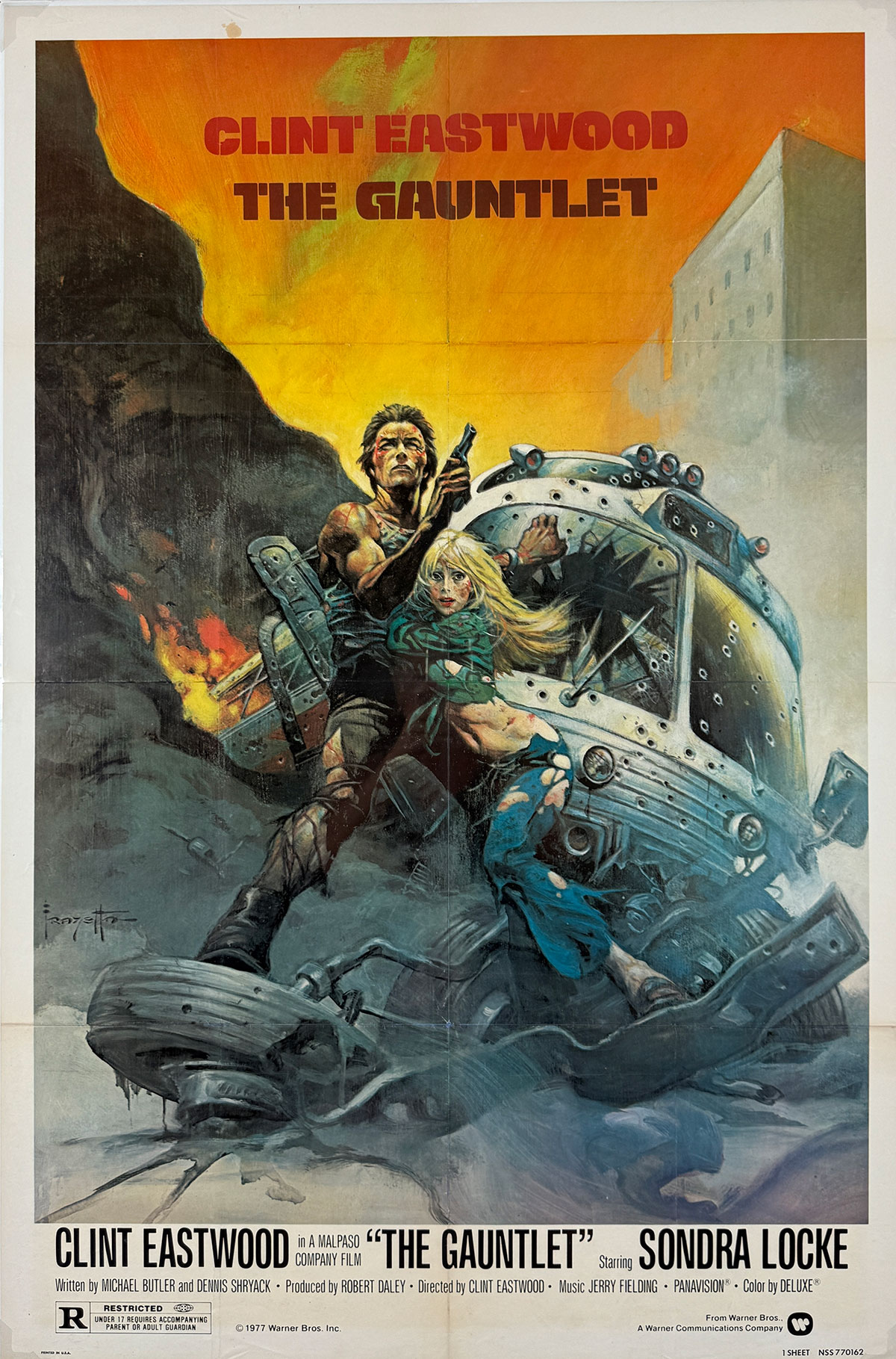 The Gauntlet Movie Poster By Frank Frazetta Original 1977 Vintage USA Theatrical Use Lithograph Advertisement.