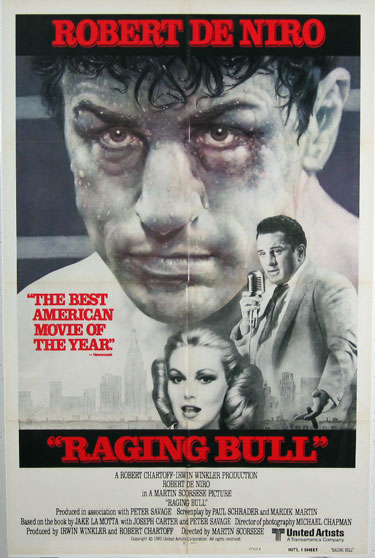 Raging Bull Movie Poster Original 1980 Vintage USA International Theater Use Lithograph Advertisement.