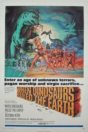 When Dinosaurs Ruled the Earth original movie poster from 1970 USA