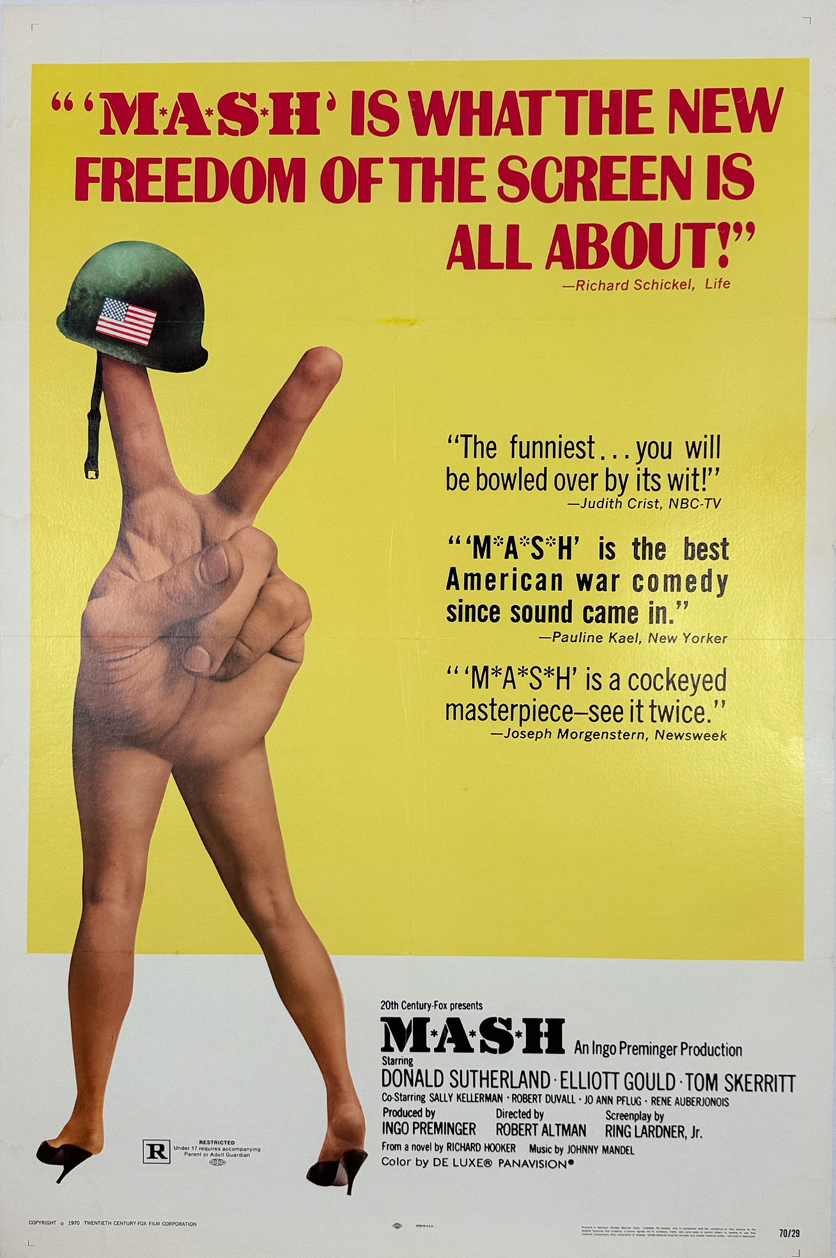 MASH Movie Poster Original 1970 Vintage USA Theater Use Cinema House Advertisement Linen Backed.