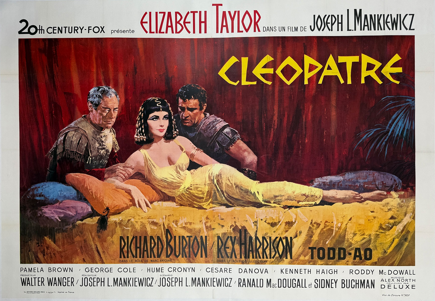 Cleopatre Movie Poster By Howard Terpning Original 1963 Vintage French Release Theater Use Lithograph Advertisement Linen Backed.
