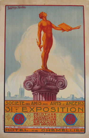 Exposition Societe Des Amis Des Arts D'Angers original vintage poster from 1926 by Henry Karcber.
