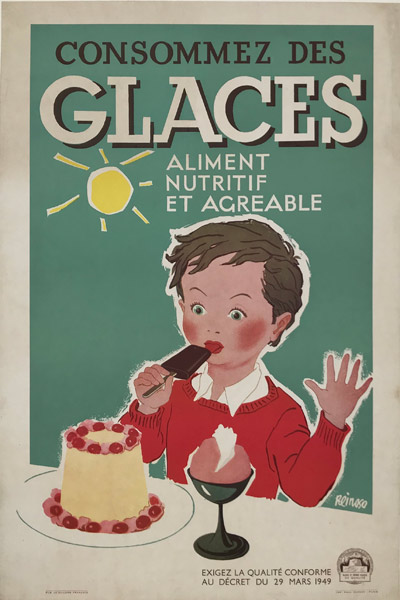 1949 French Consommez Des Glaces Poster by Reinoso