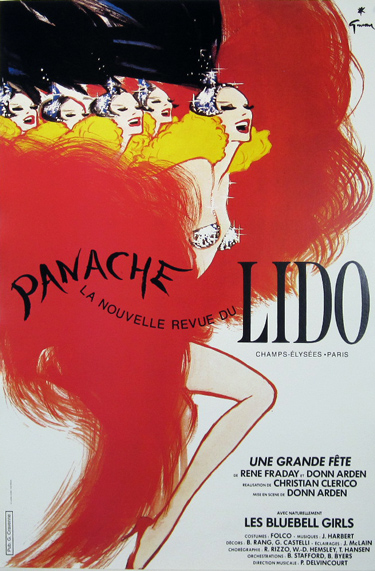 Lido Panache original advertisement lithography vintage poster by Rene Gruau from 1978 France.