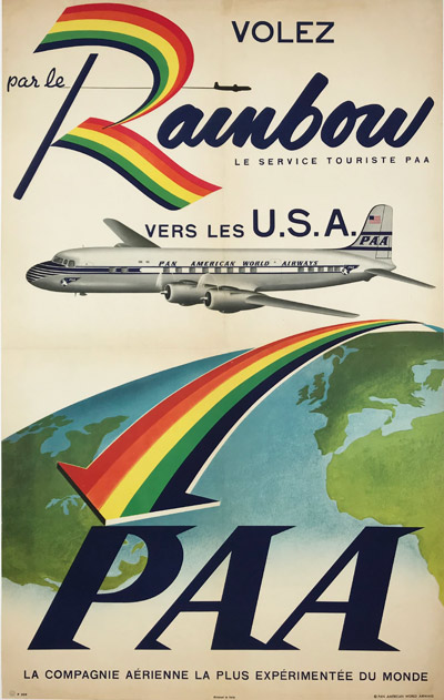 Volez par le Rainbow vers les USA Pan Am Airways Poster