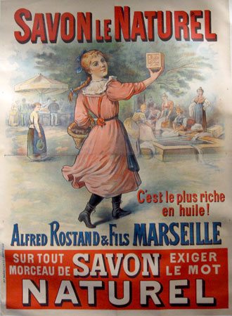 Savon Le Naturel Poster Original 1899 Vintage French Soap Company (2-Sheet) Stone Lithograph Advertisement Linen Backed.
