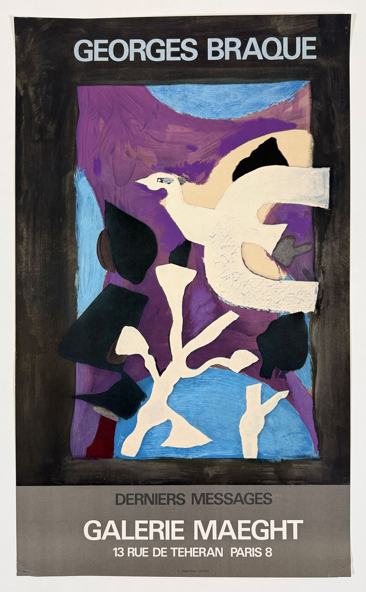 Georges Braque Derniers Messages Galerie Maeght Poster Original 1964 Vintage French Gallery Exposition Lithograph Advertisement.