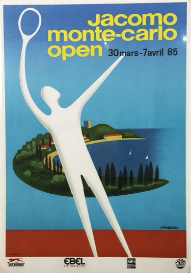 Jacomo Monte-Carlo Tennis Open by Fix-Masseau original vintage poster from 1985 France