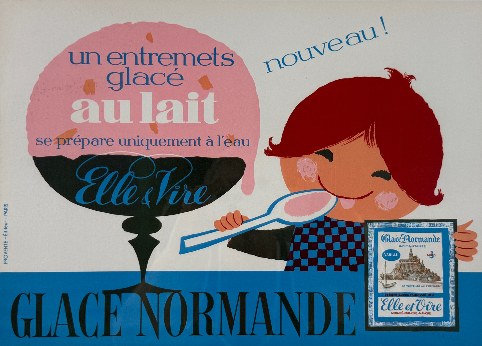GLACE NORMANDE　 ポスター　広告　フランス　フレンチポスター　販促 Glace Normande Au Lait Poster Original 1952 French Ice Cream