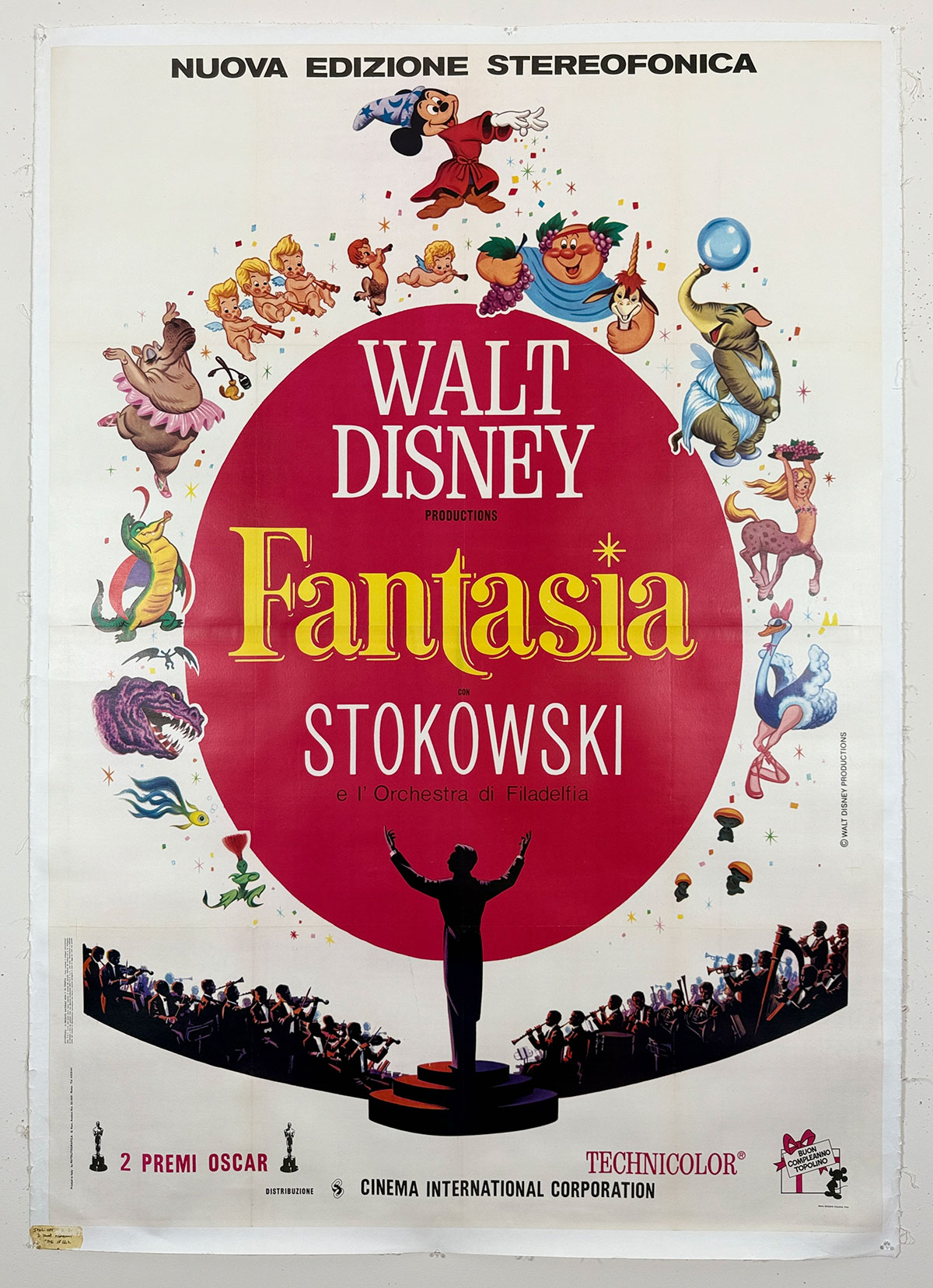 Fantasia (1940) Italian 2-Sheet Movie Poster Linen Backed