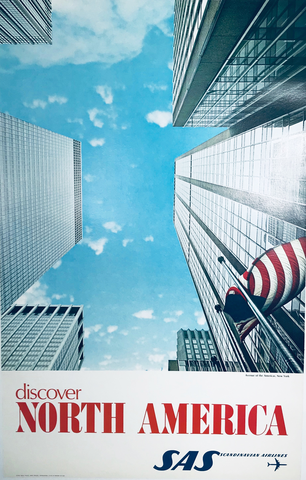  SAS Airlines  Discover North America original travel poster.