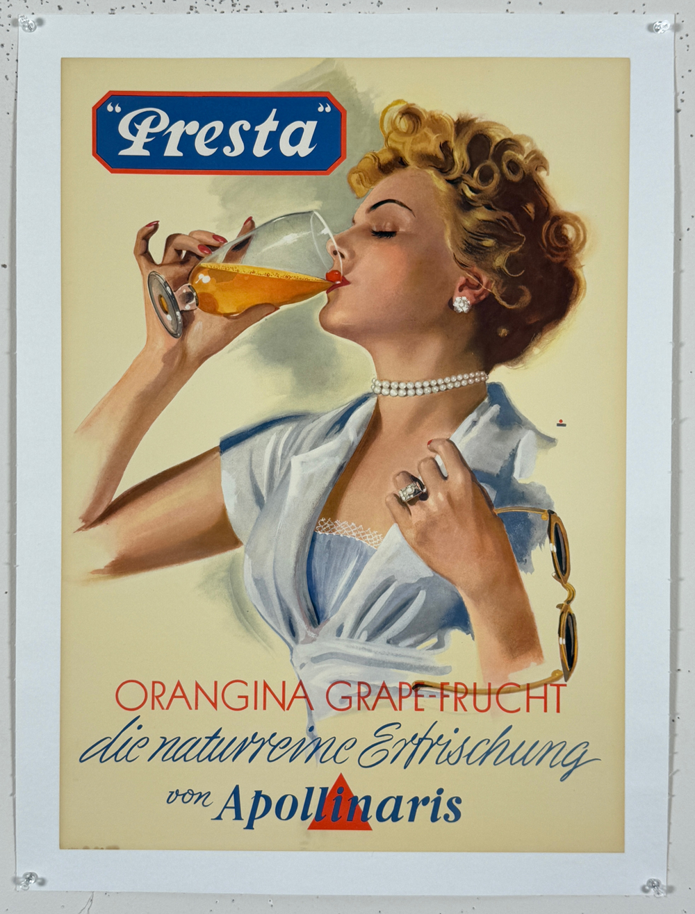 Presta Orangina Grape Frucht Poster Original 1940 German