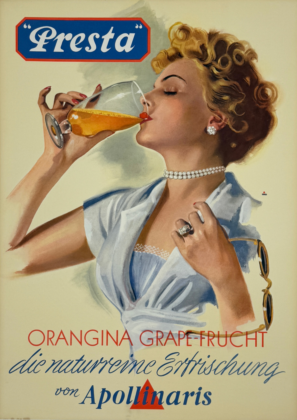 Presta Orangina Grape Frucht Poster Original 1940 German