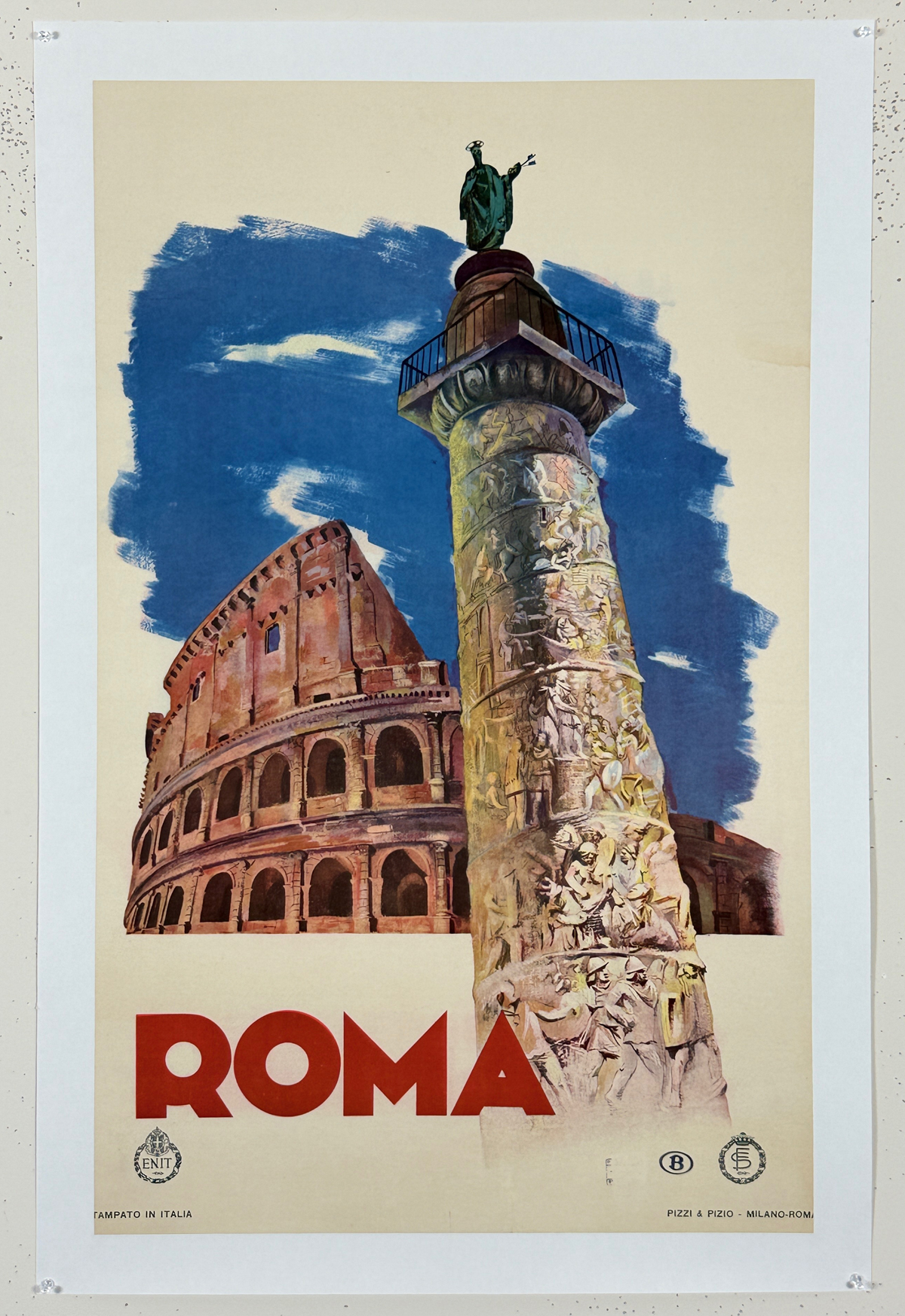 Roma ENIT Railroad Poster Original 1947 Italian Lithograph