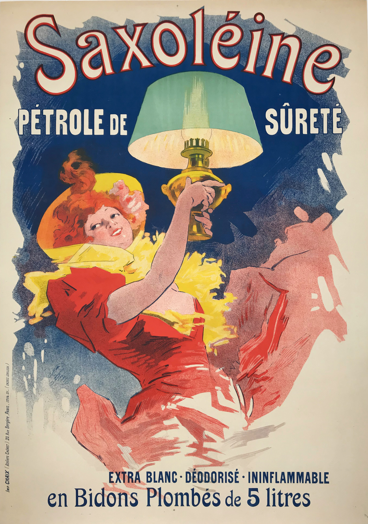 Saxoleine Petrole De Surete original vintage poster by Jules Cheret.