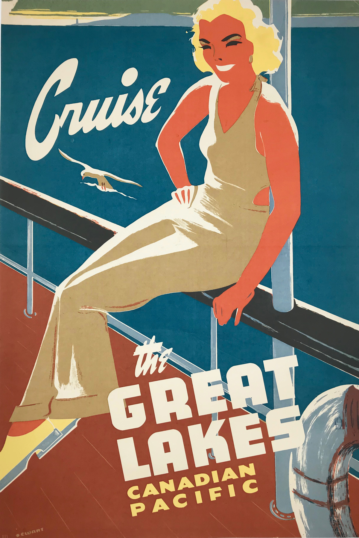 Cruise the Great Lakes Canadian Pacific Original 1940 Vintage Travel Poster By Peter Ewart