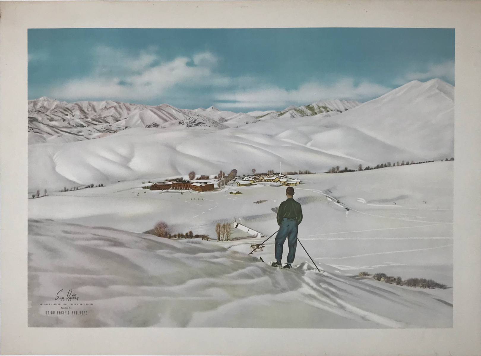 Sun Valley Idaho Union Pacific Railroad original American vintage travel poster. 