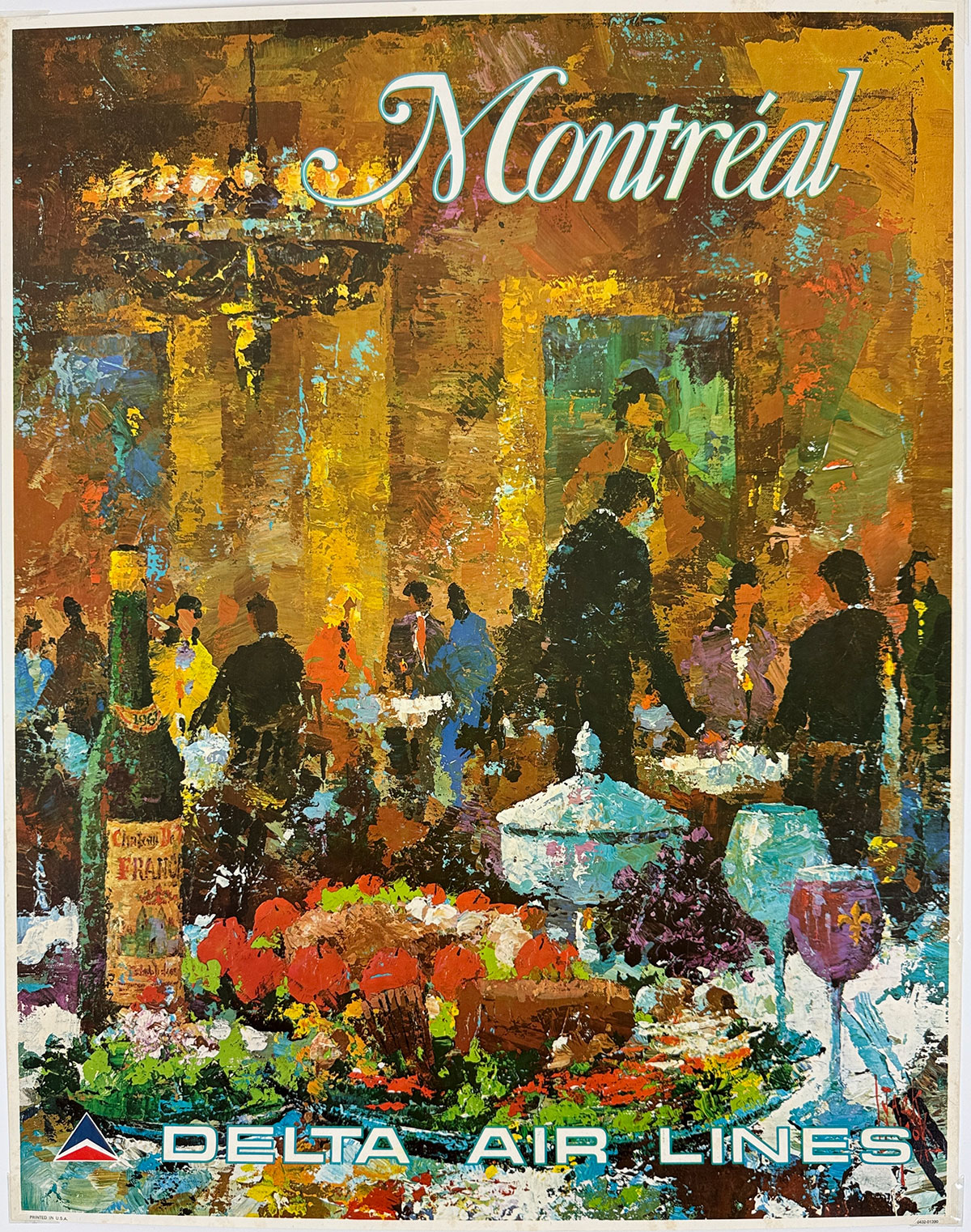 Delta Air Lines Montreal Poster By Jack Laycox Original 1976 Vintage USA Passenger Airline Travel Lithograph Advertisement.
